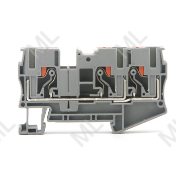 Клемма проходная, зажим push-in, 3 точки подключения, 6 кв.мм, серая Арт. VPR-6-TWIN-GY - Каталог электротехнического оборудования