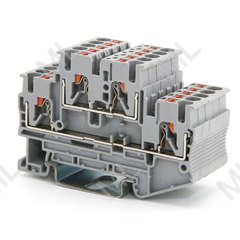 Клемма двухуровневая, зажим push-in, 4 точки подключения, 2.5 кв.мм, серая Арт. VPRTT-2.5-GY - Каталог электротехнического оборудования